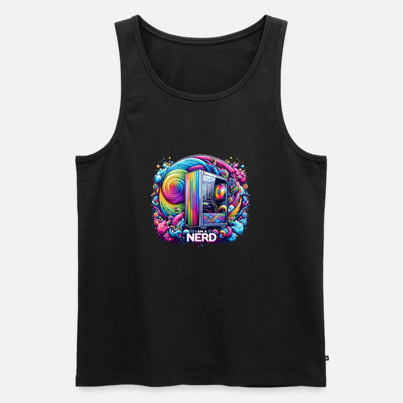 Nerd-Stolz Rainbow - Männer Premium Bio Tank Top - Schwarz