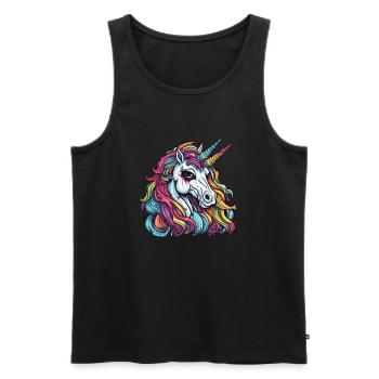 Unicorn / mythical creatures / fairy tales / magic / glitter - Men's Premium Organic Tank Top - black - Front - Michal (187cm)