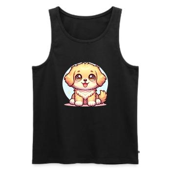 Digitale Illustration des niedlichen extra kawaii Golden - Männer Premium Bio Tank Top - Schwarz - Vorne - AI Model Male 178 light (178cm)