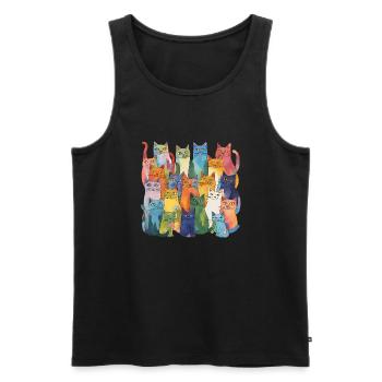 Colorful Cats - Men's Premium Organic Tank Top - black - Front - AI Model Male 178 light (178cm)