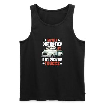 Lässt sich leicht von alten Pickup-Trucks ablenken - Männer Premium Bio Tank Top - Schwarz - Vorne - AI Model Male 178 light (178cm)