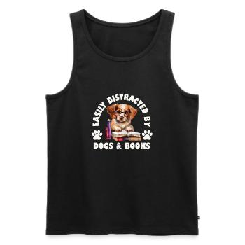 Easily Distracted By Dogs And Books - Men's Premium Organic Tank Top - black - Front - AI Model Male 178 light (178cm)