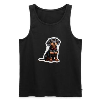 Dachshund - Men's Premium Organic Tank Top - black - Front - Michal (187cm)