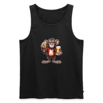 Affe / Tier / Zoo / Babian / Wild / Comic - Männer Premium Bio Tank Top - Schwarz - Vorne - Michal (187cm)