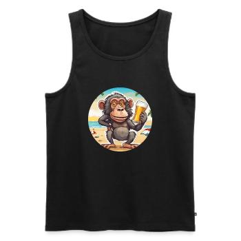 Monkey / Animal / Zoo / Babian / Wild / Comic - Men's Premium Organic Tank Top - black - Front - AI Model Male 178 light (178cm)