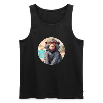 Affe / Tier / Zoo / Babian / Wild / Comic - Männer Premium Bio Tank Top - Schwarz - Vorne - Michal (187cm)