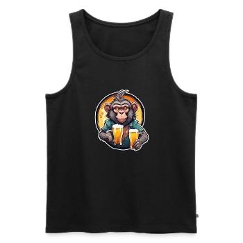 Affe / Tier / Zoo / Babian / Wild / Comic - Männer Premium Bio Tank Top - Schwarz - Vorne - Michal (187cm)