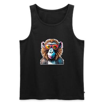Affe / Tier / Zoo / Babian / Wild / Comic - Männer Premium Bio Tank Top - Schwarz - Vorne - Michal (187cm)