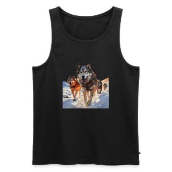 Les courses de chiens de traîneau sont un sport populaire - Débardeur bio Premium Homme - noir - Devant - AI Model Male 178 light (178cm)
