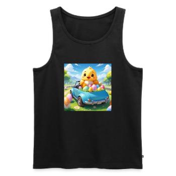 CHICK SITTING IN CAR - Men's Premium Organic Tank Top - black - Front - AI Model Male 178 light (178cm)