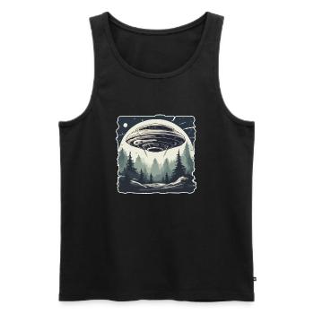 Alien / Spaceship / UFO / Area 51 / All / Mars - Men's Premium Organic Tank Top - black - Front - AI Model Male 178 light (178cm)