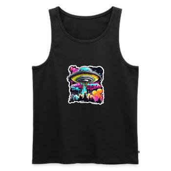 Alien / Spaceship / UFO / Area 51 / All / Mars - Men's Premium Organic Tank Top - black - Front - AI Model Male 178 light (178cm)