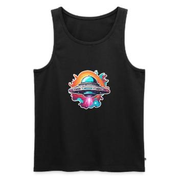 Alien / Spaceship / UFO / Area 51 / All / Mars - Men's Premium Organic Tank Top - black - Front - AI Model Male 178 light (178cm)