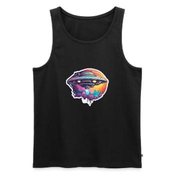 Alien / Spaceship / UFO / Area 51 / All / Mars - Men's Premium Organic Tank Top - black - Front - AI Model Male 178 light (178cm)