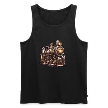Train / Locomotive / Locomotive à vapeur / Ferroviaire / Écluse - Débardeur bio Premium Homme - noir - Devant - AI Model Male 178 light (178cm)