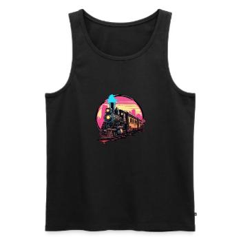 Train / Locomotive / Steam Locomotive / Railway / Lock - Men's Premium Organic Tank Top - black - Front - Michal (187cm)