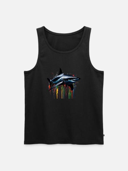 Bunter Hai paint Art - Männer Premium Bio Tank Top - Schwarz