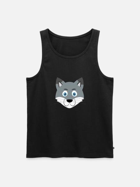 Cartoon wolf face - Men's Premium Organic Tank Top - black
