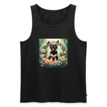 Mignon Kawaii bébé berger allemand Floral - Débardeur bio Premium Homme - noir - Devant - Michal (187cm)