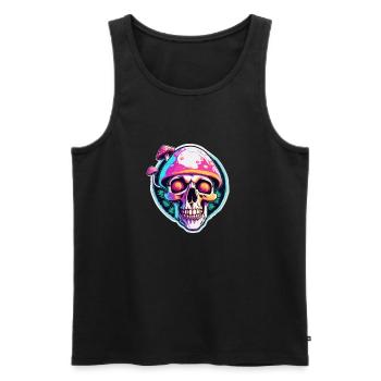 Pilz / Mushroom / Wiese / Wald / Goa / Psy - Männer Premium Bio Tank Top - Schwarz - Vorne - Michal (187cm)