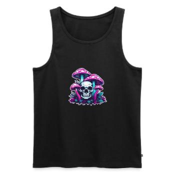 Pilz / Mushroom / Wiese / Wald / Goa / Psy - Männer Premium Bio Tank Top - Schwarz - Vorne - Michal (187cm)