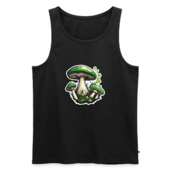 Pilz / Mushroom / Wiese / Wald / Goa / Psy - Männer Premium Bio Tank Top - Schwarz - Vorne - Michal (187cm)