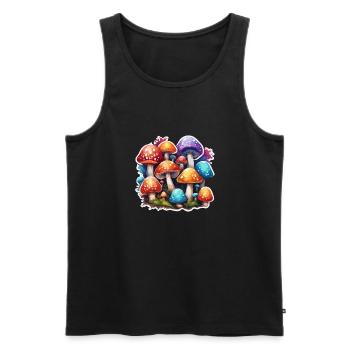 Mushroom / Mushroom / Meadow / Forest / Goa / Psy - Men's Premium Organic Tank Top - black - Front - AI Model Male 178 light (178cm)