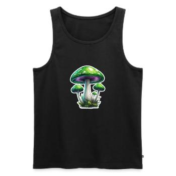 Pilz / Mushroom / Wiese / Wald / Goa / Psy - Männer Premium Bio Tank Top - Schwarz - Vorne - Michal (187cm)