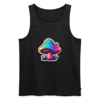 Pilz / Mushroom / Wiese / Wald / Goa / Psy - Männer Premium Bio Tank Top - Schwarz - Vorne - Michal (187cm)