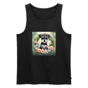 Mignon Kawaii bébé Schnauzer Floral - Débardeur bio Premium Homme - noir - Devant - Michal (187cm)