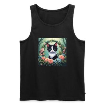 Mignon Kawaii bébé smoking chat Floral - Débardeur bio Premium Homme - noir - Devant - AI Model Male 178 light (178cm)