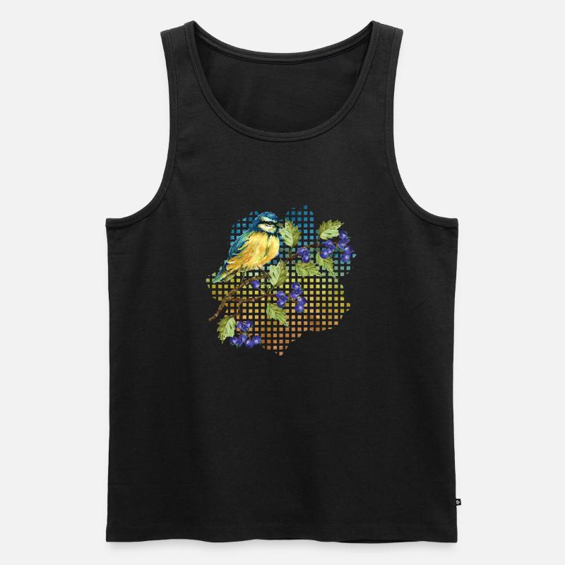 Bunter Vogel - Männer Premium Bio Tank Top - Schwarz