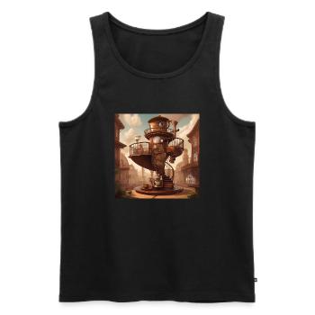 Spiral Coffee Corner - Men's Premium Organic Tank Top - black - Front - Michal (187cm)