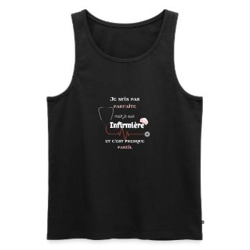 Je suis pas Parfaite mais je suis Infirmière - Débardeur bio Premium Homme - noir - Devant - AI Model Male 178 light (178cm)