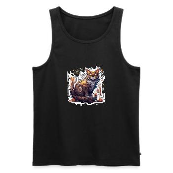 Katze / Tier / Haustier / Miez / Miau / Fell - Männer Premium Bio Tank Top - Schwarz - Vorne - Michal (187cm)