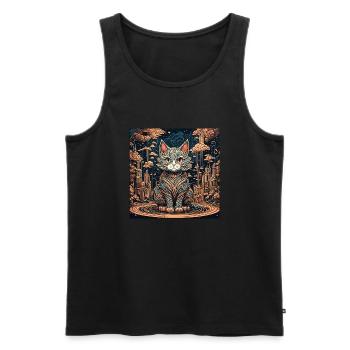 Katze / Tier / Haustier / Miez / Miau / Fell - Männer Premium Bio Tank Top - Schwarz - Vorne - Michal (187cm)