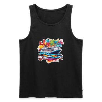 Pirate Ship / Boat / Sea / Ocean / Waves - Men's Premium Organic Tank Top - black - Front - Michal (187cm)