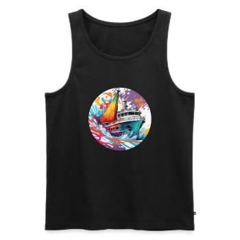 Pirate Ship / Boat / Sea / Ocean / Waves - Men's Premium Organic Tank Top - black - Front - Michal (187cm)