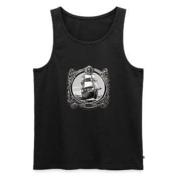 Pirate Ship / Boat / Sea / Ocean / Waves - Men's Premium Organic Tank Top - black - Front - Michal (187cm)