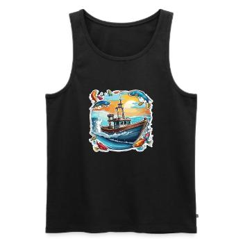 Pirate Ship / Boat / Sea / Ocean / Waves - Men's Premium Organic Tank Top - black - Front - Michal (187cm)