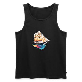 Piraten Schiff / Boot / Meer / Ocean / Wellen - Männer Premium Bio Tank Top - Schwarz - Vorne - Michal (187cm)