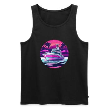 Bateau pirate / Bateau / Mer / Océan / Vagues - Débardeur bio Premium Homme - noir - Devant - Michal (187cm)