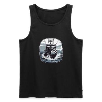 Bateau pirate / Bateau / Mer / Océan / Vagues - Débardeur bio Premium Homme - noir - Devant - Michal (187cm)