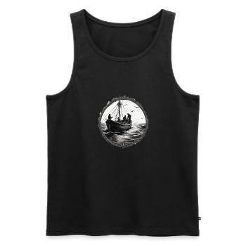 Bateau pirate / Bateau / Mer / Océan / Vagues - Débardeur bio Premium Homme - noir - Devant - Michal (187cm)