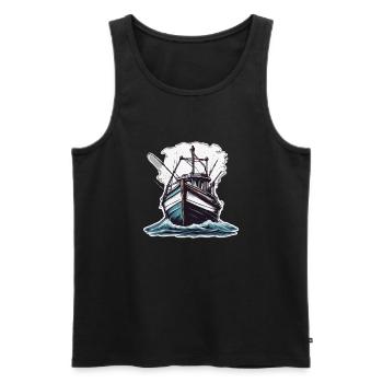Pirate Ship / Boat / Sea / Ocean / Waves - Men's Premium Organic Tank Top - black - Front - Michal (187cm)