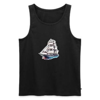 Piraten Schiff / Boot / Meer / Ocean / Wellen - Männer Premium Bio Tank Top - Schwarz - Vorne - Michal (187cm)