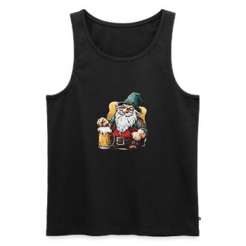 Garden Gnome / Fairyland / Leprechaun / Gnome / Logo - Men's Premium Organic Tank Top - black - Front - AI Model Male 178 light (178cm)