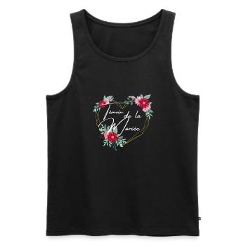 Témoin de la mariée coeur floral -tshirt assorti - Débardeur bio Premium Homme - noir - Devant - Michal (187cm)