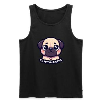 Süßer Mops Be my Valentine Valentinstag Geschenk - Männer Premium Bio Tank Top - Schwarz - Vorne - Michal (187cm)