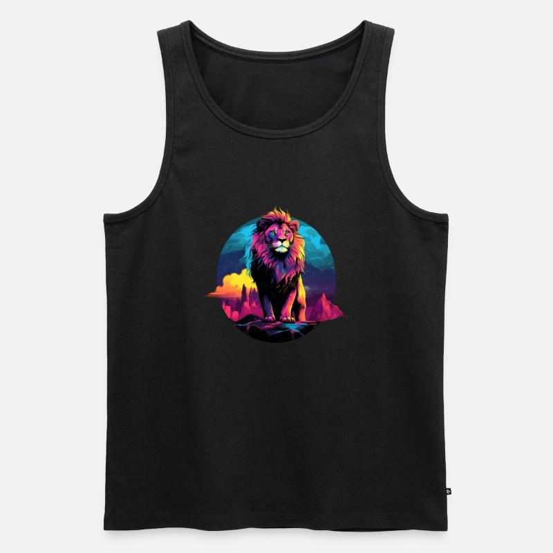 Löwen-Pop-Art - Männer Premium Bio Tank Top - Schwarz